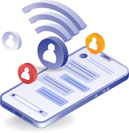 Smartphone social media network connection  Illustration