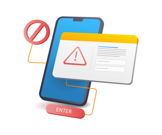 Smartphone system password error warning  Illustration
