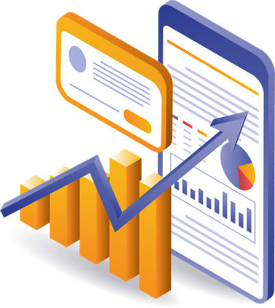 Smartphone technology data analysis bar chart  Illustration