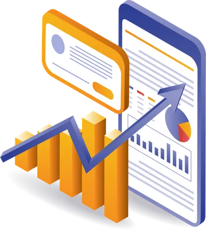 Smartphone technology data analysis bar chart  Illustration