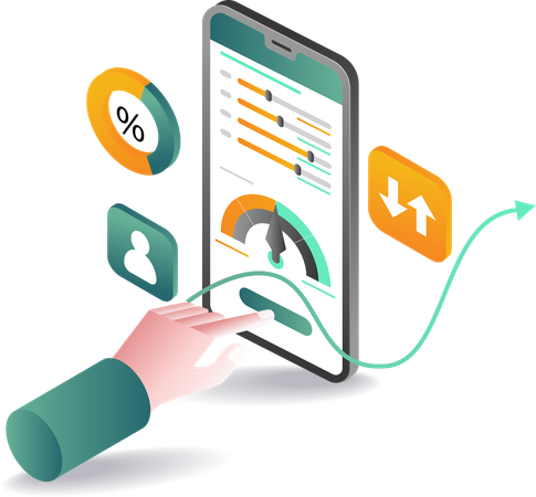 Smartphone technology performance analysis data  Illustration