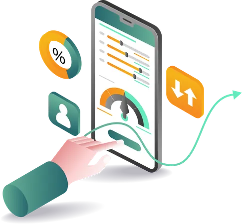 Smartphone technology performance analysis data  Illustration