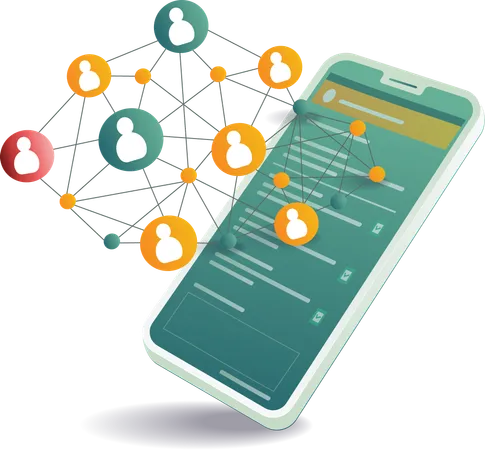 Smartphone user network application  Illustration