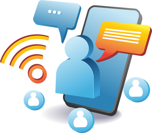 Comunicação de rede wi-fi de smartphone  Ilustração