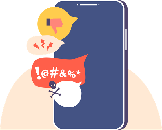 Smartphone with Bully Messages on Screen  Illustration