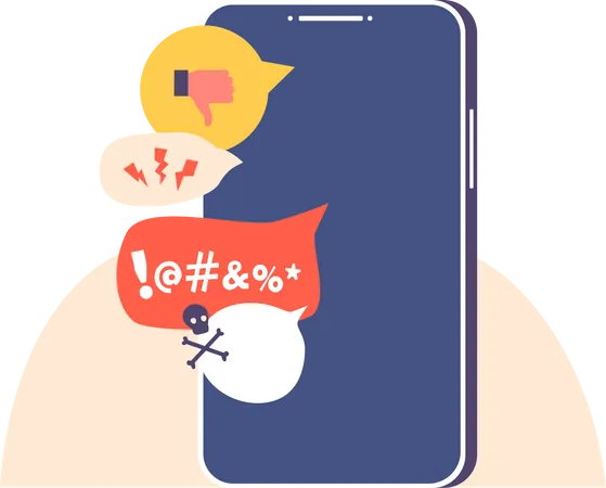 Smartphone with Bully Messages on Screen  Illustration