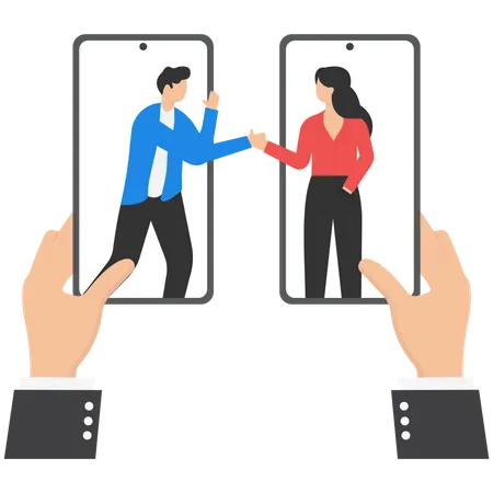 Smartphone with business agreement  Illustration