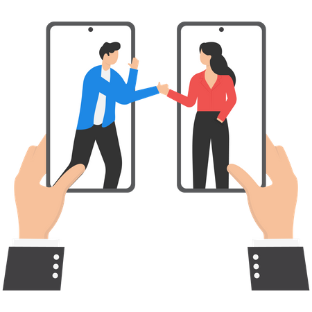 Smartphone with business agreement  Illustration