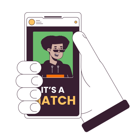 Smartphone with online dating app  Illustration