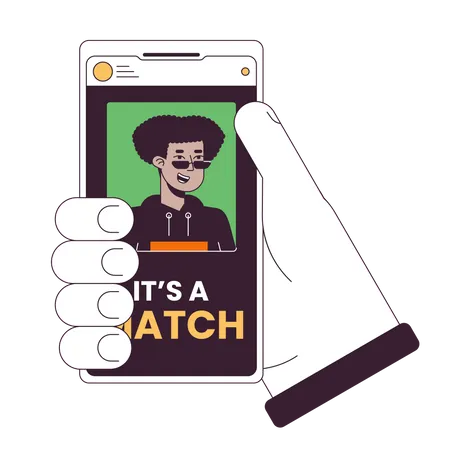 Smartphone with online dating app  Illustration