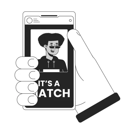 Smartphone with online dating app  Illustration