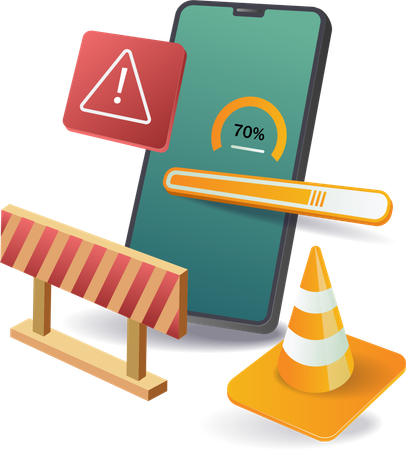 Smartphone with traffic cone  Illustration