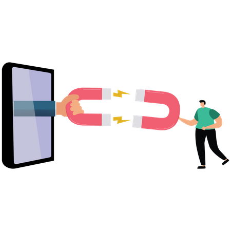 Smartphones confronted with a magnet  Illustration