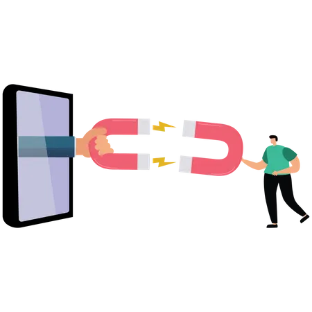 Smartphones confronted with a magnet  Illustration
