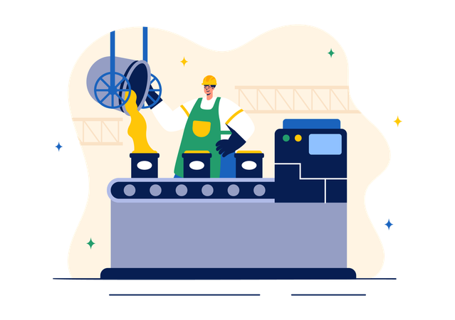 Smelting of Metal in Big Foundry  Illustration