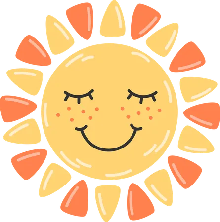 Emoji de sol sonriente  Ilustración