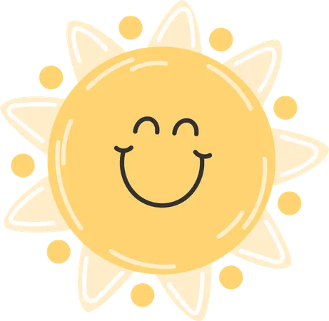 Emoji de sol sorridente  Ilustração