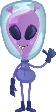 Smiling Alien Flat Cartoon Vector Illustration Extraterrestrial Martian Showing Thumb Up Ready To Use 2 D Character Template For Commercial Animation Printing Design Isolated Comic Hero イラスト