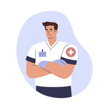 Smiling ambulance emergency specialist  Illustration