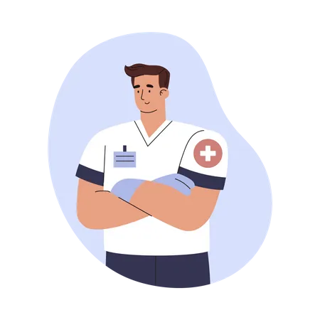 Smiling ambulance emergency specialist  Illustration