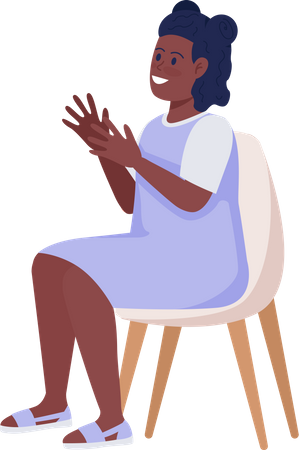 Smiling and applauding girl  Illustration