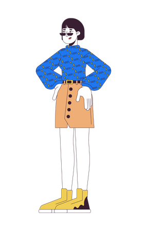 Smiling asian woman in casual clothes  Illustration