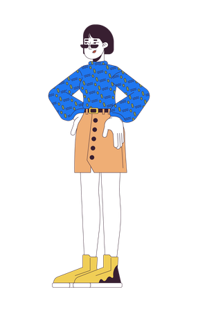 Smiling asian woman in casual clothes  Illustration