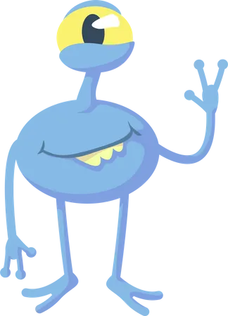 Smiling blue alien  Illustration