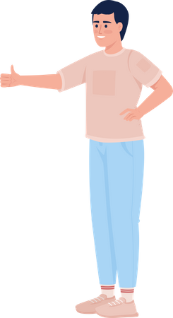 Smiling boy giving thumbs up Illustration