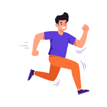 Smiling boy running  Illustration