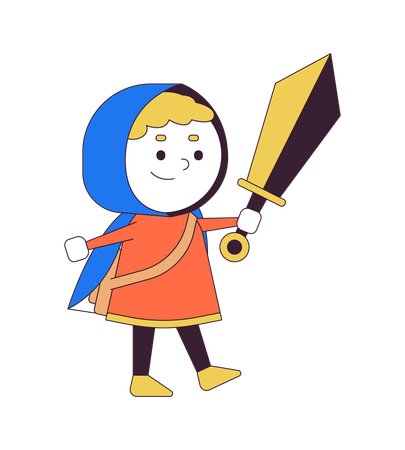 Smiling boy with sword  Illustration