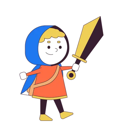 Smiling boy with sword  Illustration