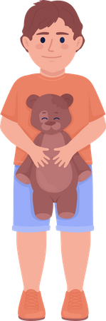Smiling boy with teddy bear Illustration