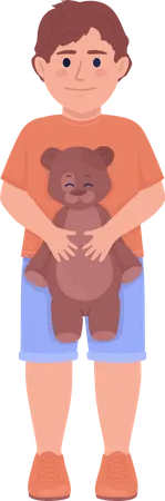 Smiling boy with teddy bear  Illustration