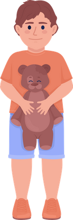 Smiling boy with teddy bear  Illustration