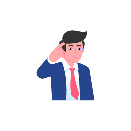 Smiling businessman points finger  Illustration