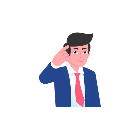 Smiling businessman points finger  Illustration