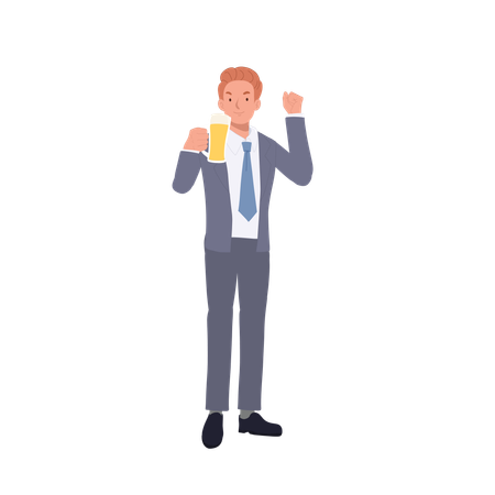 Smiling businessman with Beer Glass  Illustration