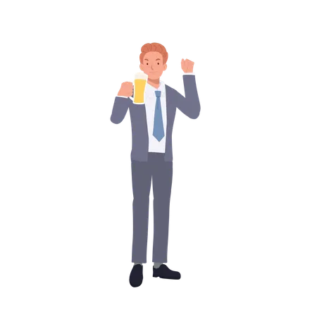 Smiling businessman with Beer Glass  Illustration