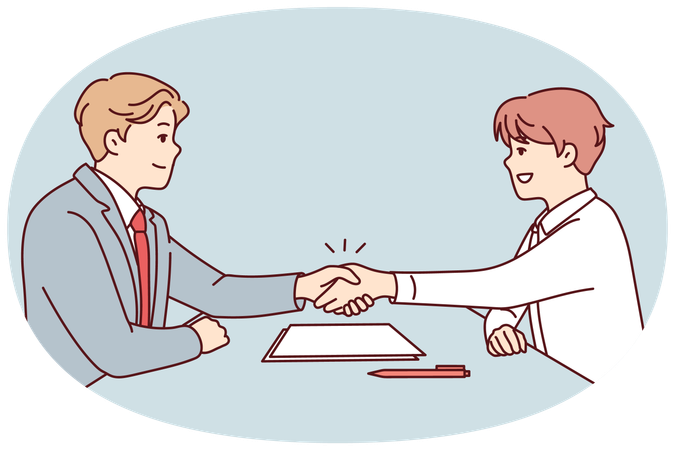 Smiling businessmen handshake closing deal  Illustration