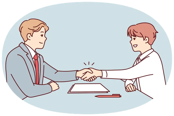 Smiling businessmen handshake closing deal  Illustration