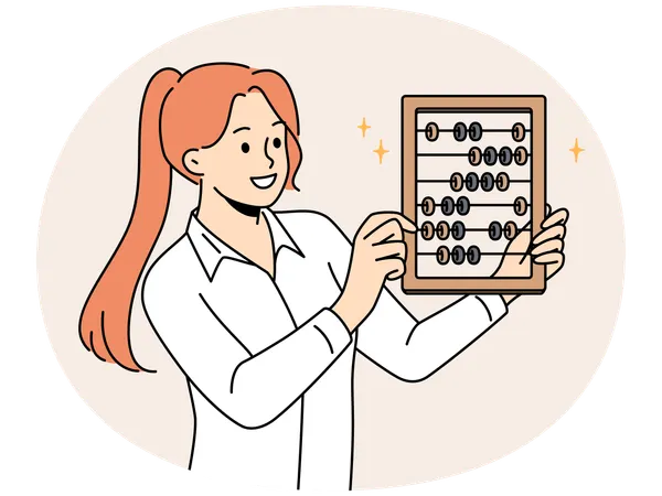 Smiling businesswoman hold abacus in hands  Illustration