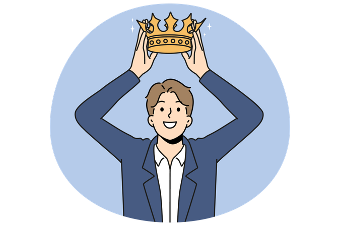 Smiling businesswoman out crown on head  Illustration
