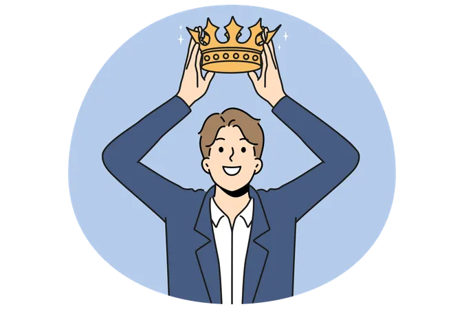 Smiling businesswoman out crown on head  Illustration