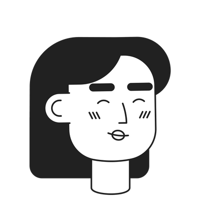 Smiling caucasian woman with black hair Illustration