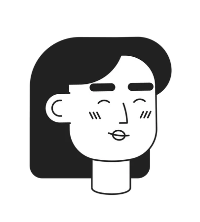 Smiling caucasian woman with black hair  Illustration