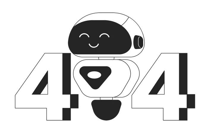 Smiling chatbot error 404  Illustration