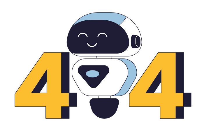 Smiling chatbot error 404  Illustration