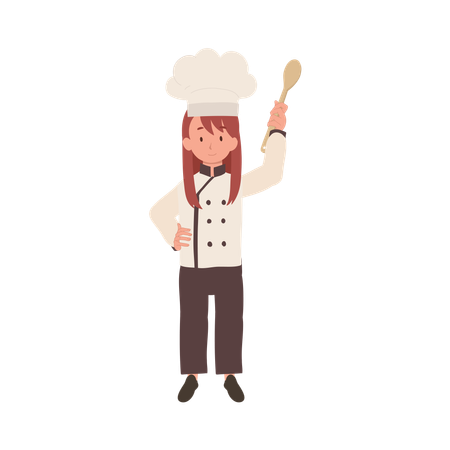 Smiling Child Chef with Spatula  Illustration