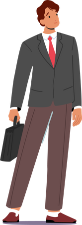 Smiling Confident Businessman with Briefcase in Hand Illustration